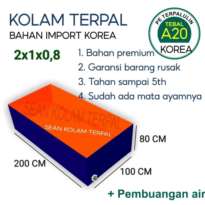 Terpal Kolam A20 Korea 200x100x80 / 2x1x0,8