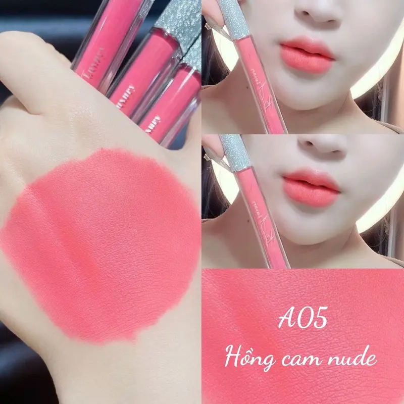 Son hồng cam đào màu son tone hồng nhẹ nhàng, màu son siêu tôn da 1