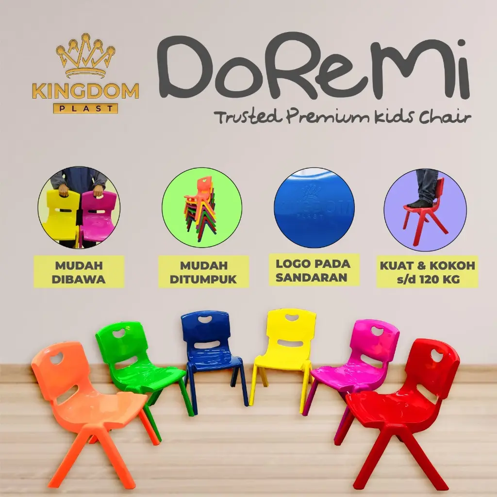 NEW PRODUK KURSI BANGKU ANAK BELAJAR BERMAIN PLASTIK MURAH DOREMI KINGDOM TERLARIS