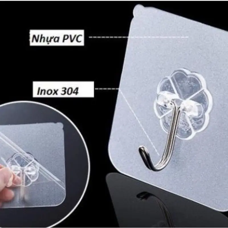 ( Quà Tặng ) Móc Dán Tường Trong Suốt Chịu Lực Tốt Siêu Dính Chắc Chắn mocdantuong inox 2