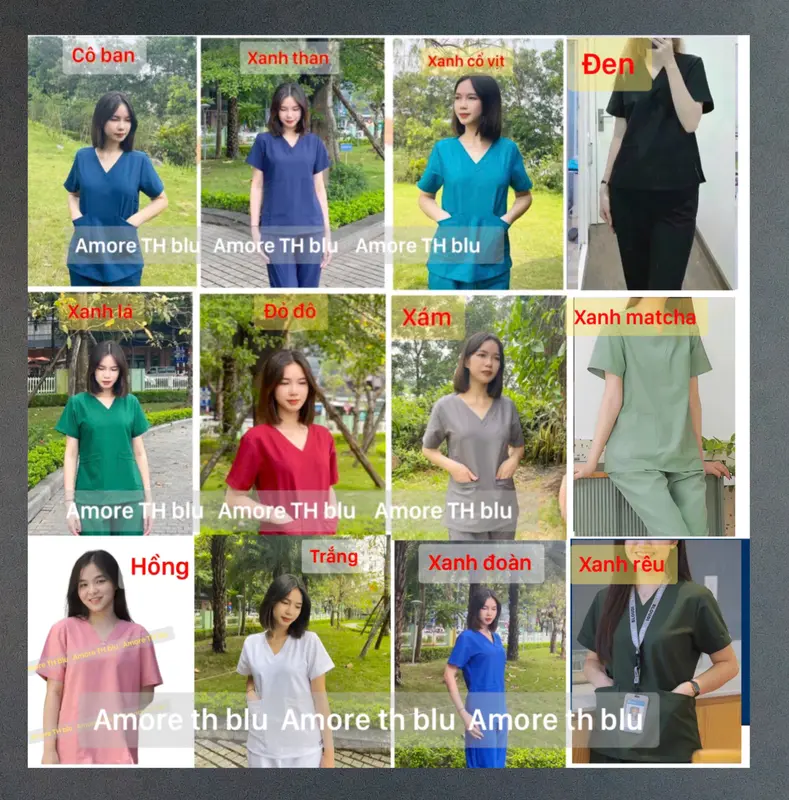 Bộ Scrubs cao cấp cotton Hàn  bác sĩ, blouse cổ tim, đồng phục điều dưỡng, Spa, thẩm mỹ viện, dược sĩ. 1