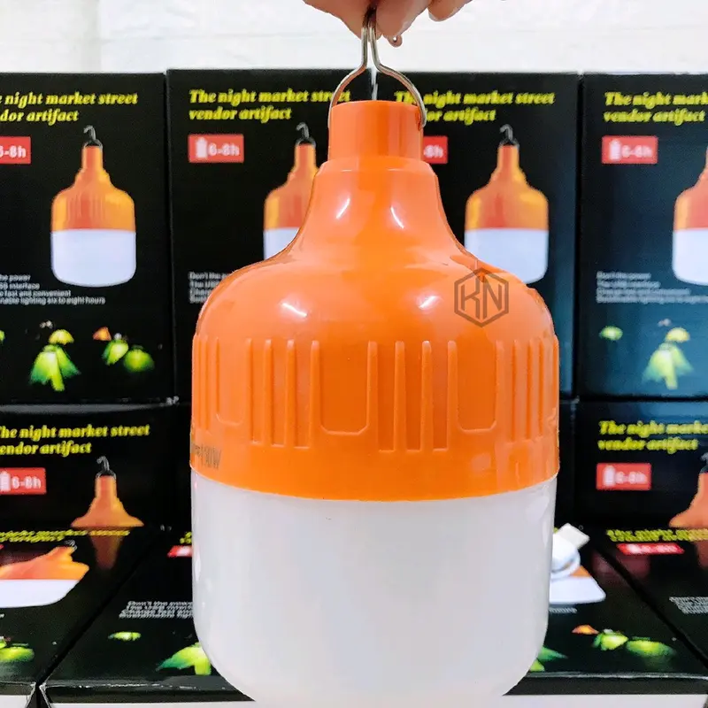 Bóng đèn tích điện 60W TẶNG KÈM DÂY SẠC  không dây có móc treo bóng đèn tích điện đuôi cam bóng tích điện 0