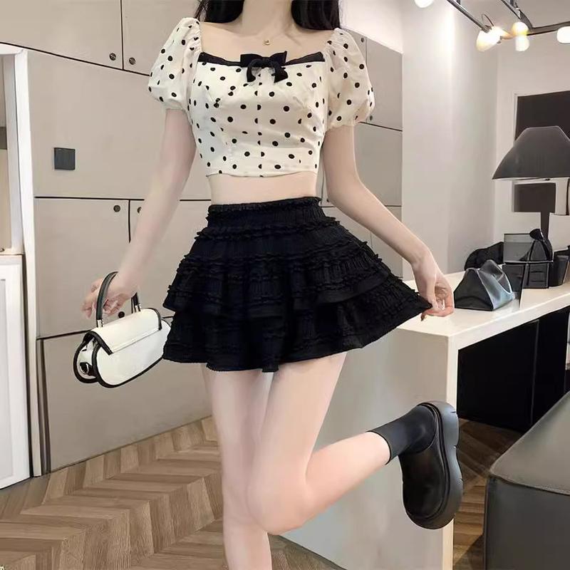 Product Introduction of Korean Ruffled Pleated Skirt Women High Waist A Line Mini Skirtrou】 3