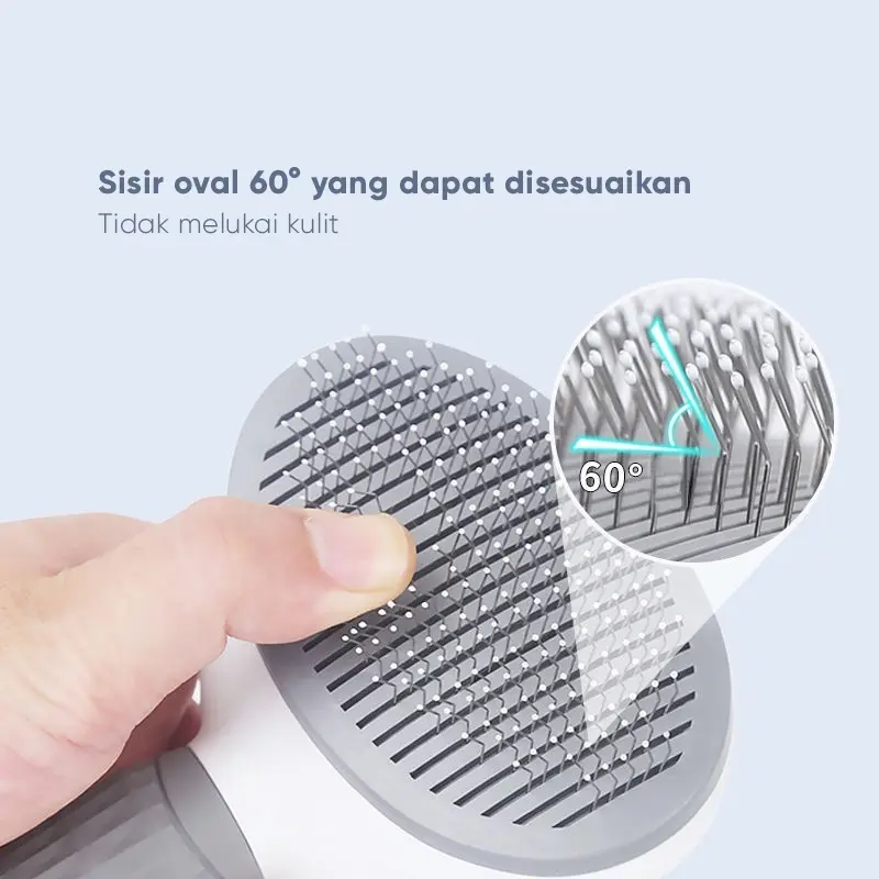 FOLOPETS Sisir Kucing One Touch + Sikat Bulu - Tekan Tombol Lepas Bulu Otomatis Sisir Anti Kusut Sisir Grooming Profesional 6
