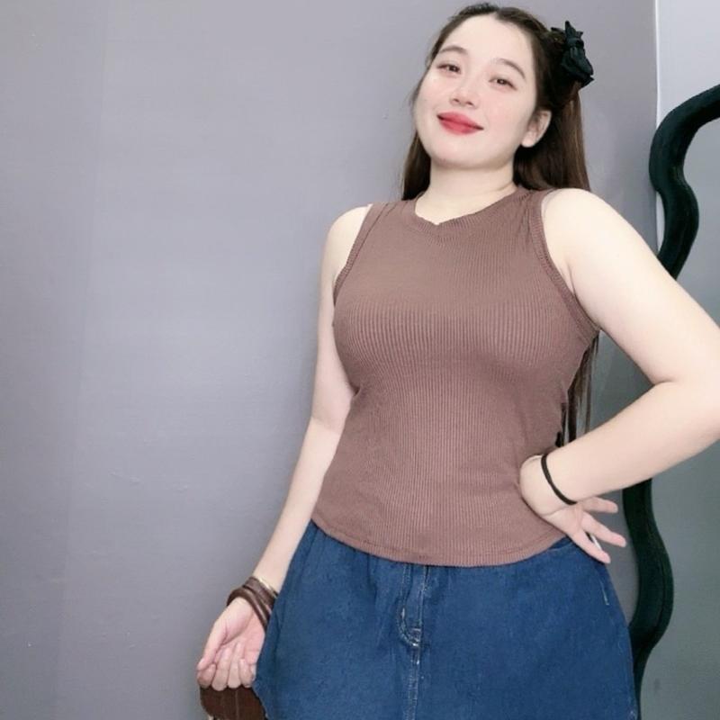 Áo thun ba lỗ bigsize nữ dáng croptop chất thun gân mềm mịn co giãn cho nàng chubby  - G4 9