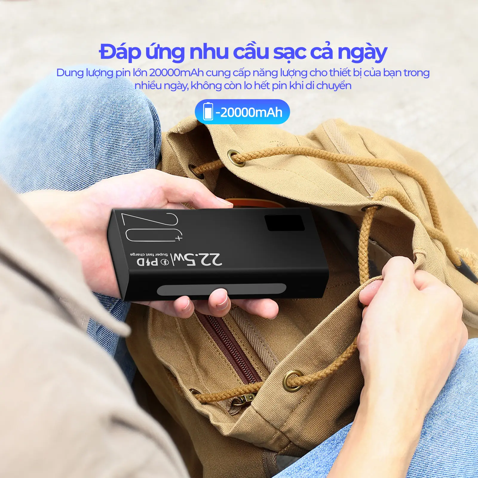 【GOOJODOQ&vlog】Sạc dự phòng GOOJODOQ 2024 Sạc nhanh 22,5w , 20000 mah màn hình hiện thị % PIN , Đèn pin độ sáng cao Sạc Pin Phụ Kiện sạc  dự | BigBuy360 - bigbuy360.vn