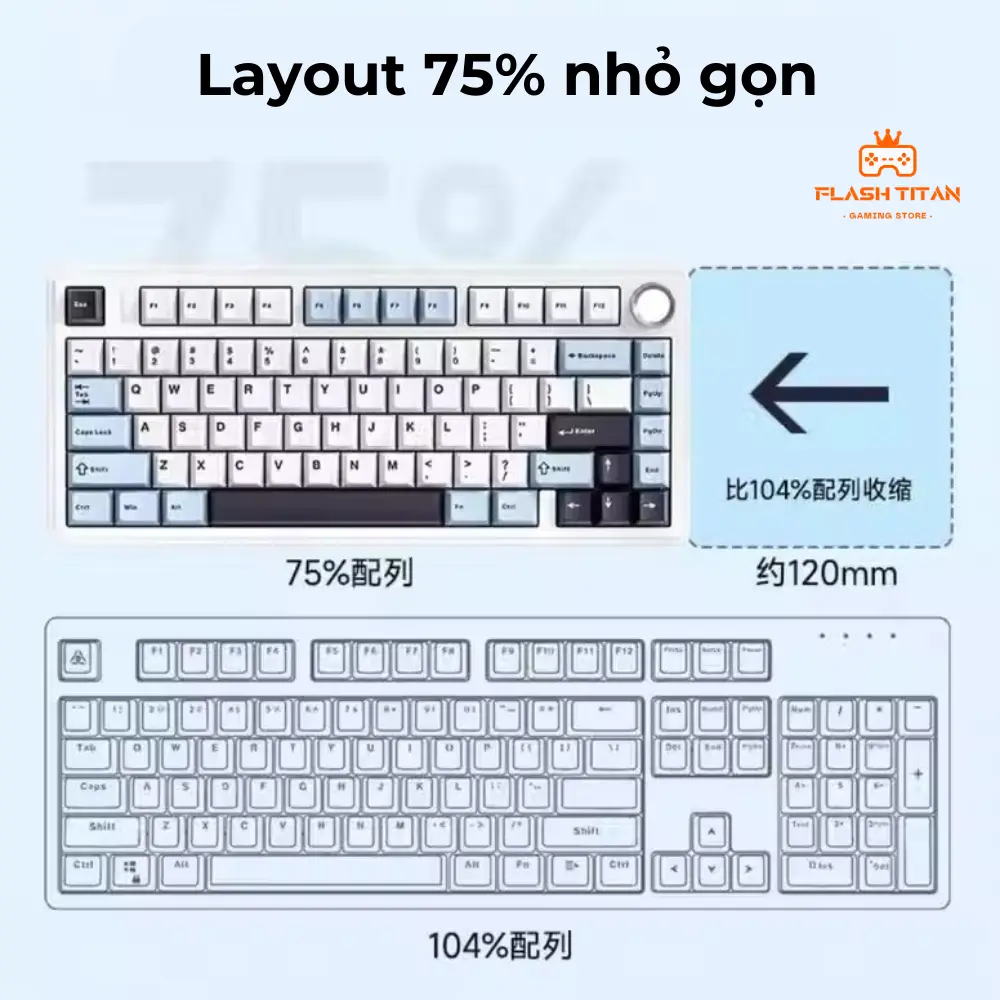 Bàn phím cơ không dây AULA F75 - Hỗ trợ hotswap - LED RGB nhiều chế độ - 3 mode kết nối | BigBuy360 - bigbuy360.vn