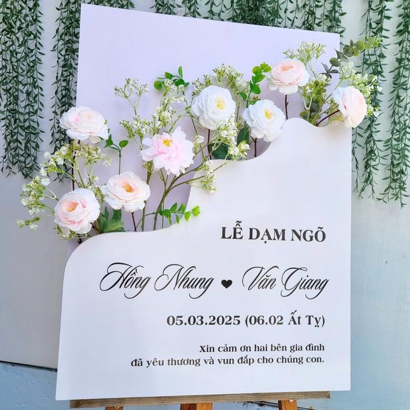 Có IN chữ Theo Cầu - Bảng hộp welcome để cắm hoa + Bảng cưới, bảng chào, bảng đón khách để cổng cưới, trang trí 5