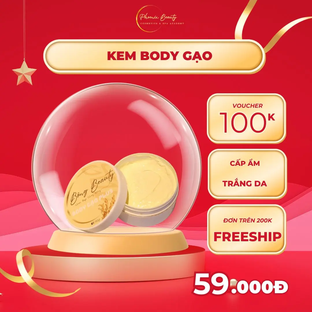 Kem Body Gạo bật tong trắng da 150G - Dưỡng trắng da, mờ thâm, da mịn màng, mềm mại như da em bé Dưỡng Body Dưỡng Da Body