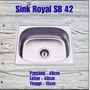 Kitchen Sink 1 ROYAL SB 42 / Bak Cuci Piring 1 Lubang Kotak 48X40cm