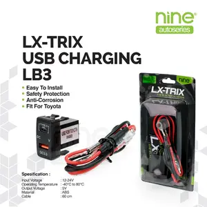 LX-TRIX Dual Port USB Charger Car & Volmeter 12-24V USB Type C Android Iphone Universal Semua Mobil Switch LB3 USB
