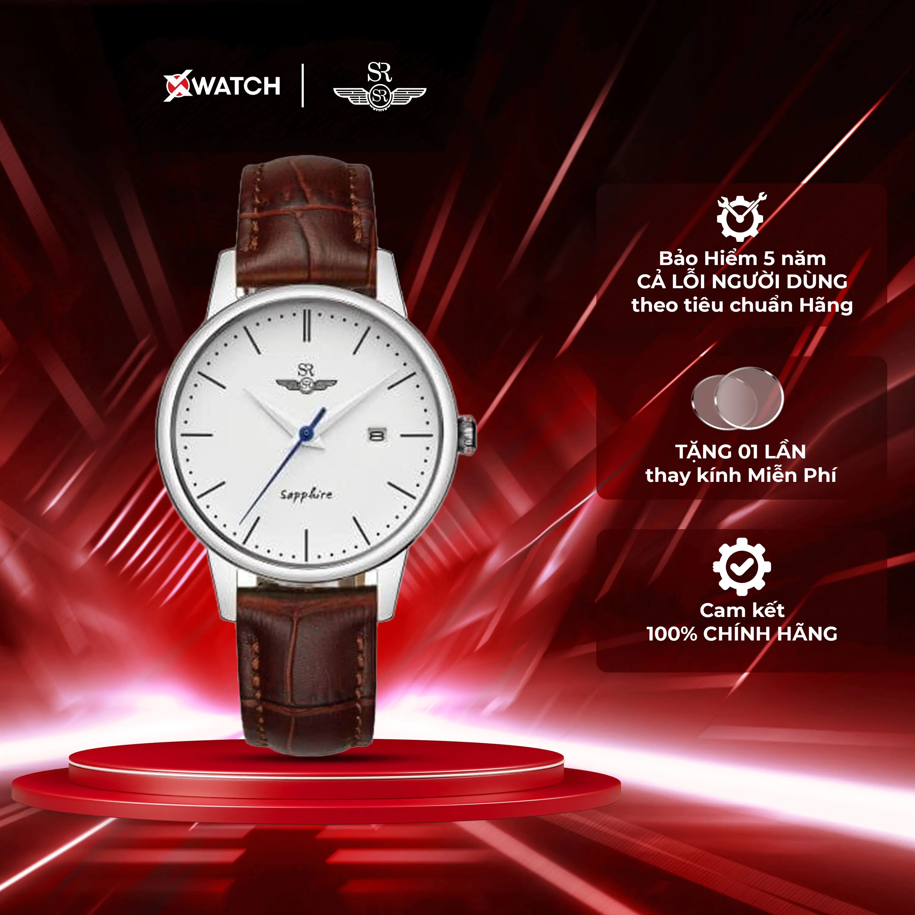 Đồng hồ nữ chính hãng SRWATCH Timepiece TE SL1055.4102TE máy Quartz, dây da, vỏ thép không gỉ, kính Sapphire, lịch ngày chính hãng Nhật Bản sang trọng, thanh lịch