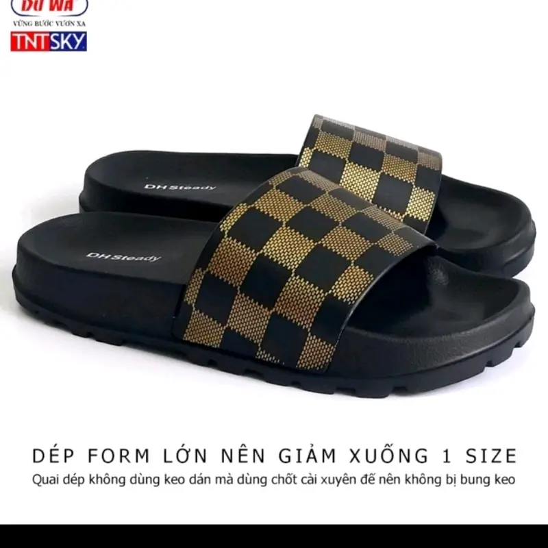 dép caro quai ngang nam nữ siêu nhẹ hàng DUWA chính hãng Đế Bằng 6