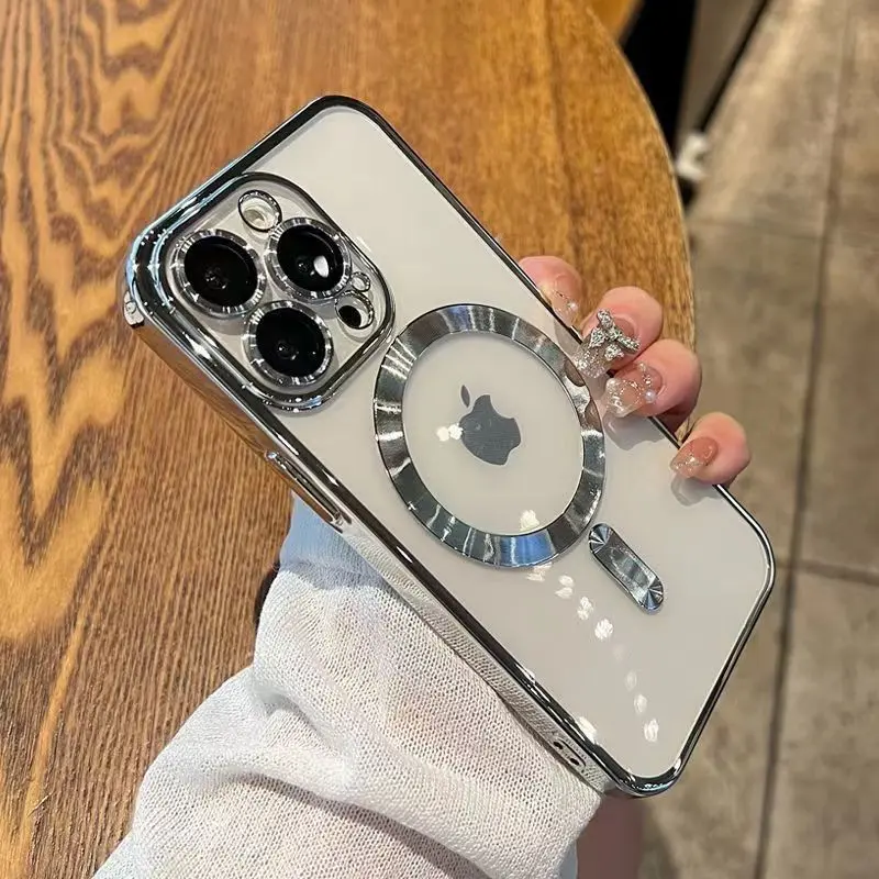Electroplating Magnetic Suction  Apple 16 Magnetic Suction Phone Case 15promax Comes with Lens Protector 14/13pro Electroplating 12 Drop-Resistant 11 Dustproof XR