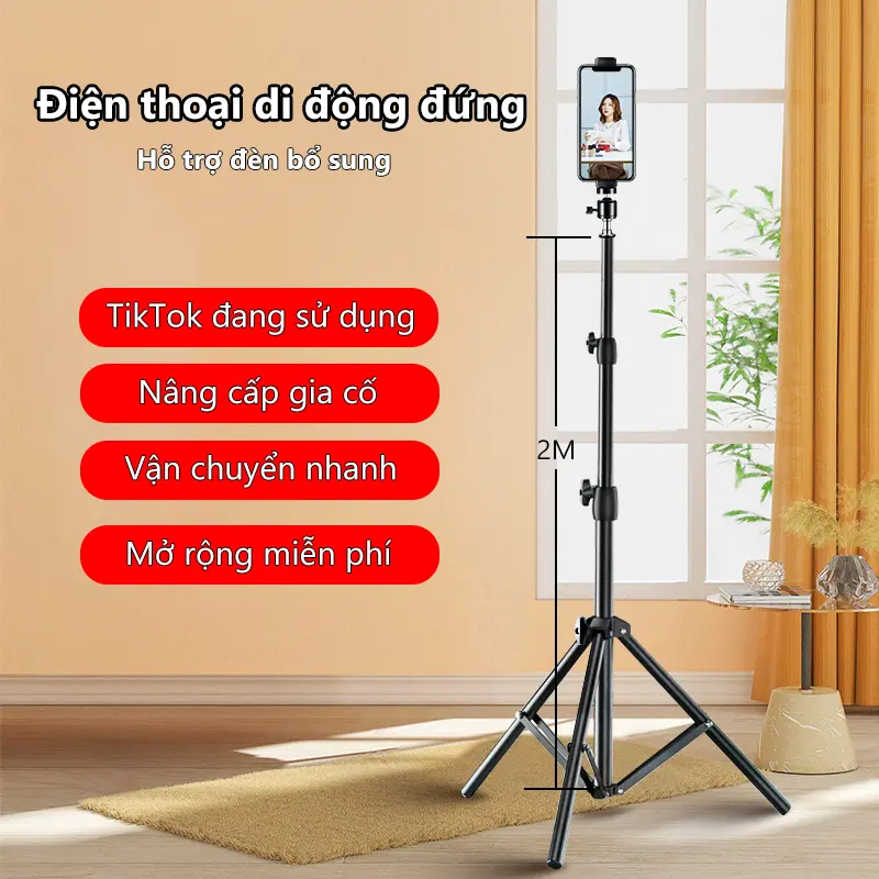 Gậy livestream quay tiktok quay video chụp ảnh nhiều điện thoại chân 2m1 kim loại chắc chắn Phụ Kiện Selfie dopod smartphone