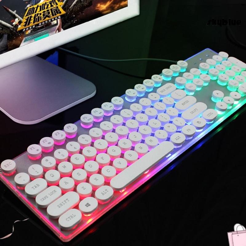 Bàn phím gaming có đèn led 7 màu phím tròn keyboard chơi game T Wolf T80