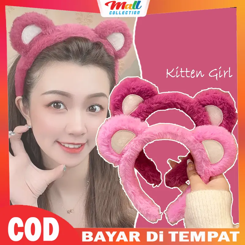 MALL Bando Lucu Kucing Cosplay Bondu Bulu Style Wanita Korea Anak & Dewasa BND09 Plastik 0