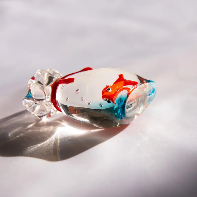 Glass Miniature Fish Ornament, Cute Fish Design Glass Ornament, Home Decoration Accessories, Living Room Decoration Figurine Gift 2