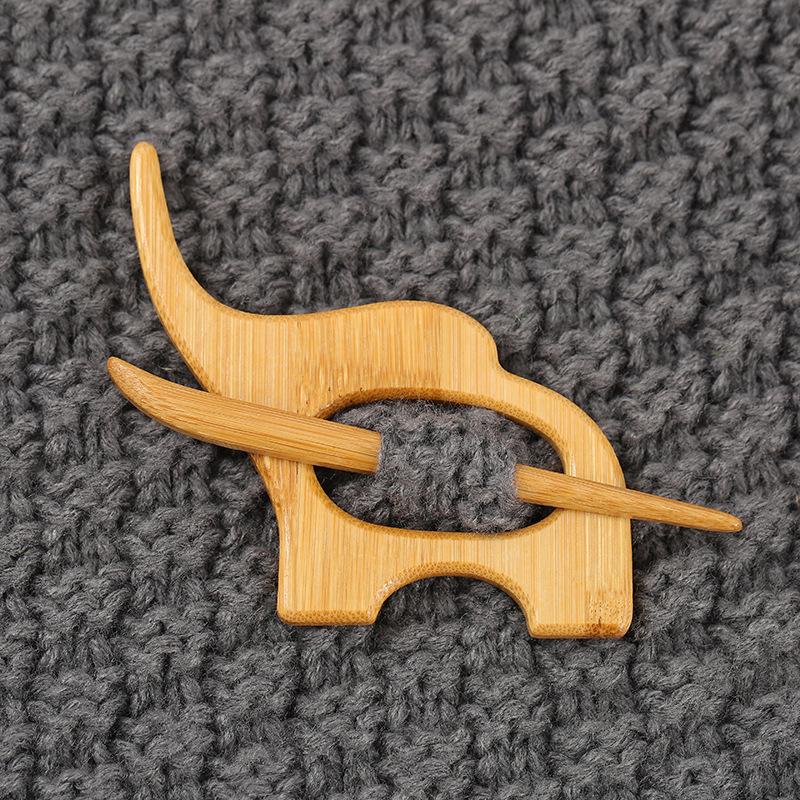 Product Introduction of Fashion Hot Sale Wooden Brooch Shawl Cardigan Sweater Collar Shrink Fixed Pin Niche Cute Animal Cartoon Brooch 5