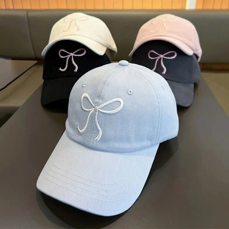 COD Topi Fashion CAP BORDIR PITA Bow Simple Korean Look Cute Ribbons Cap lucu 0