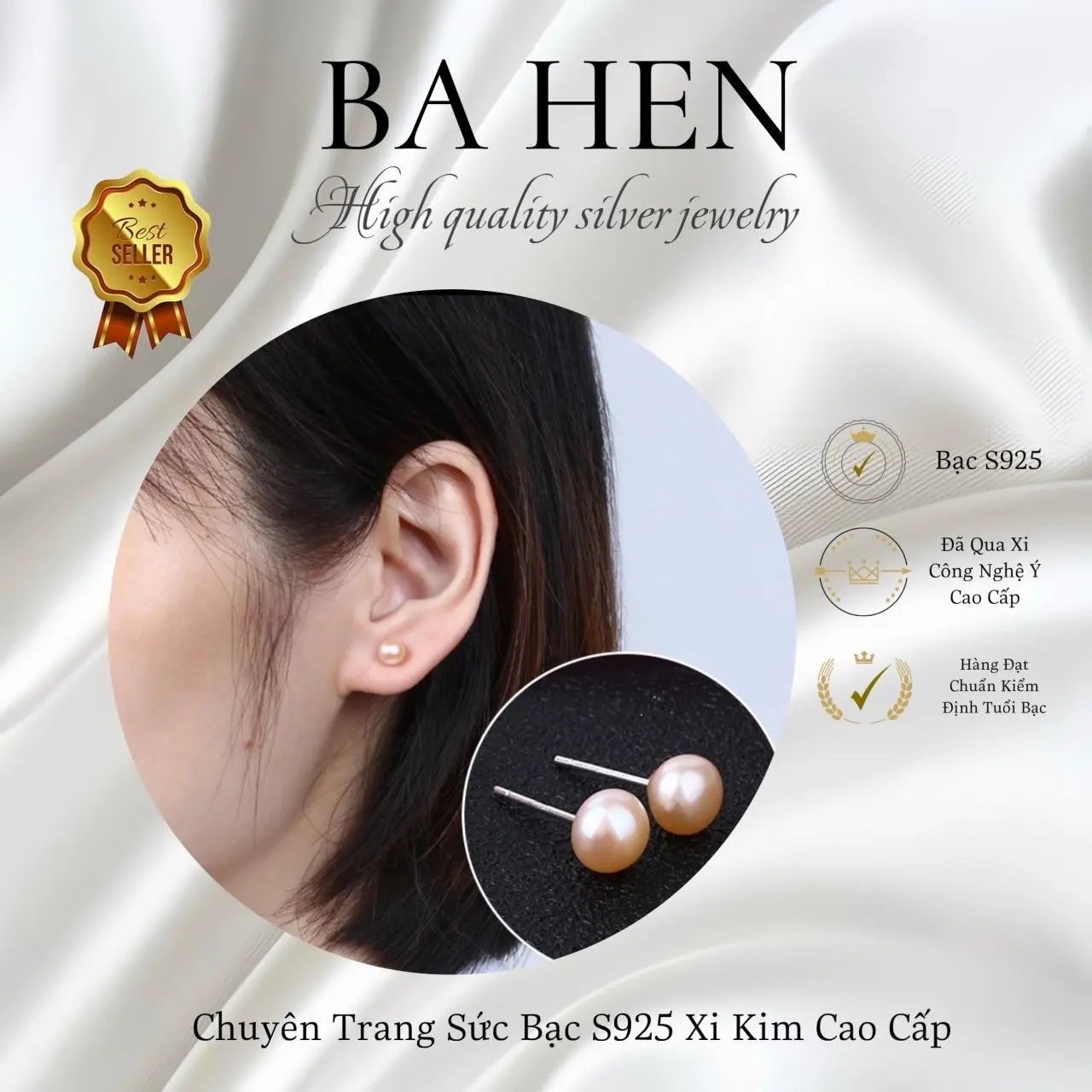 Hoa Tai NgọcTrai Màu Hồng (BNT-Hồng)