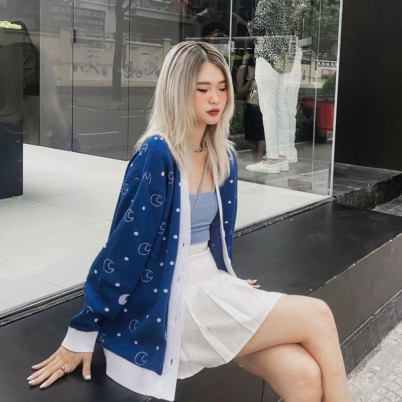 Cardigan BLUEMOON màu xanh coban - Cardigan ONISM Women Nữ Áo Top