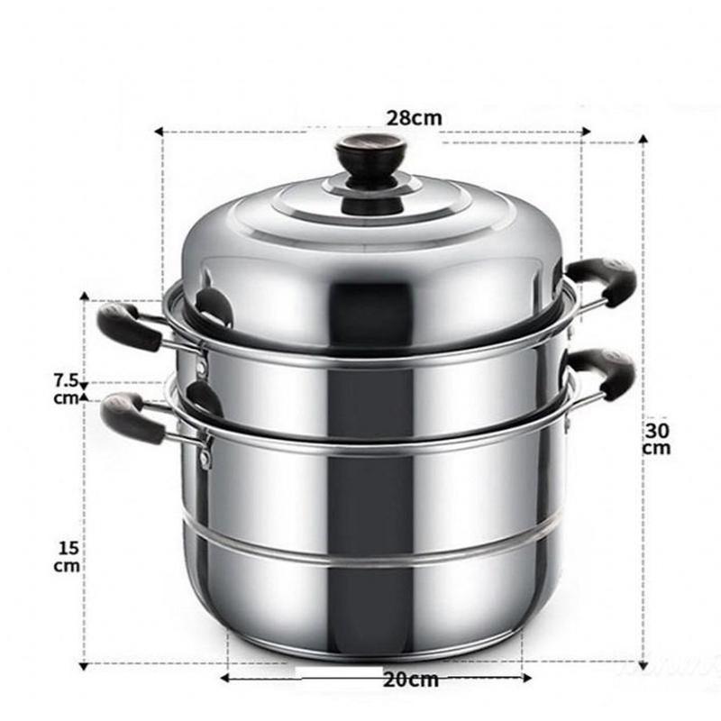 nồi hấp inox 3 tầng siêu to nồi hấp bánh bao bánh flan hấp thức ăn 28cm dùng cho cả bếp từ và bếp ga 1