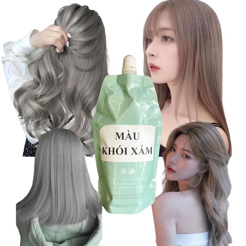 Màu Nhuộm Khói Xám, Trà sữa dạng túi 450ml, chuẩn khói không ám xanh, tím. Không chứa silicon Hữu cơ Axit amin Không mùi Bền màu Đổi Màu Tóc Nhuộm Tóc Nữ Women