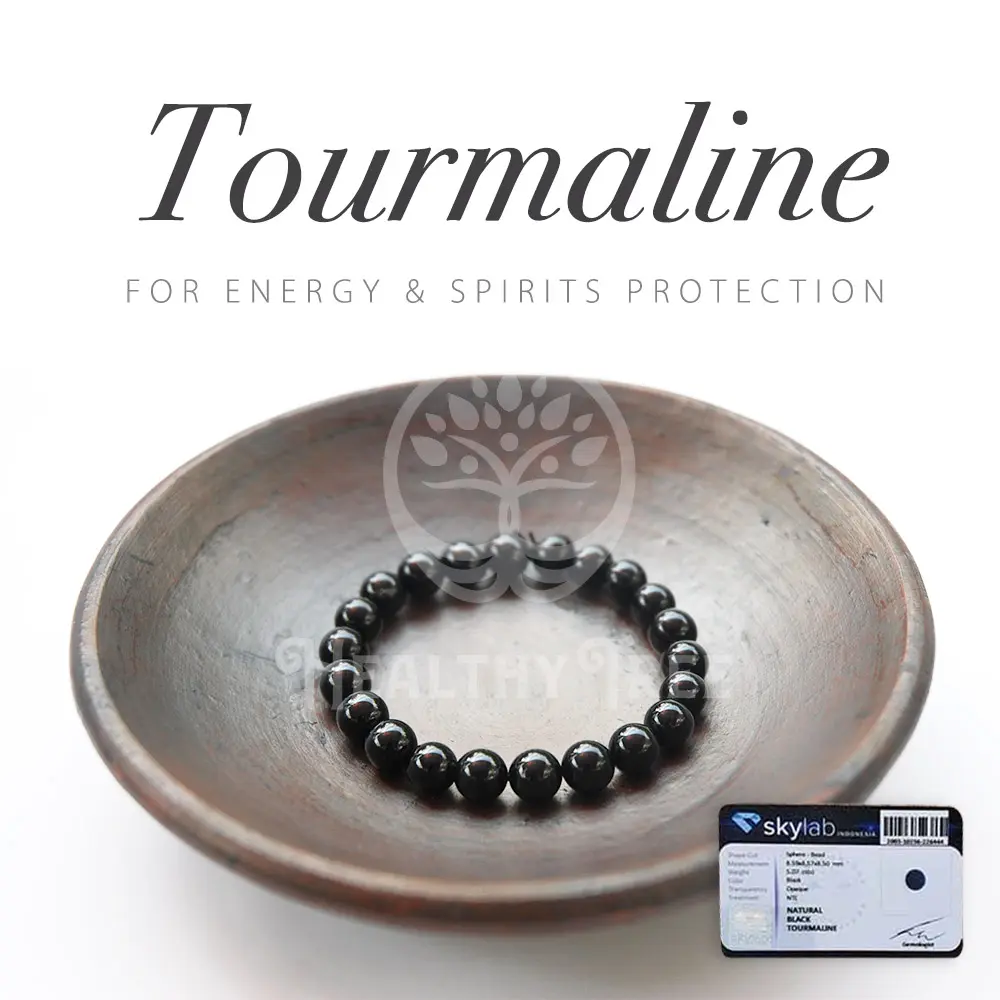 Gelang Natural Crystal Black Tourmaline Grade AAA