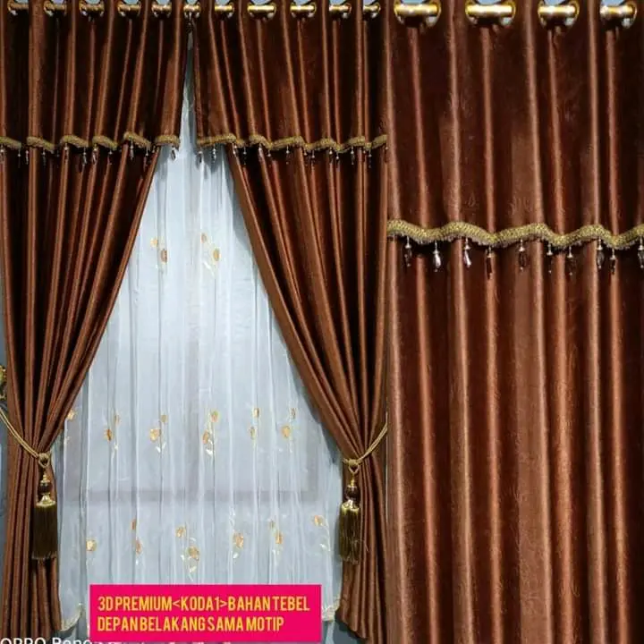 gorden mewah bahn embos poni gabung 12 ring 6 glombang hordeng jendela dan pintu gorden pintu warna 3