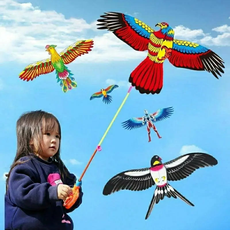 Layangan Motif Burung Dan Kupu Kupu Ukuran 35Cm + 1 Set Joran/ Mainan Anak Layang Layang Karakter Set Joran