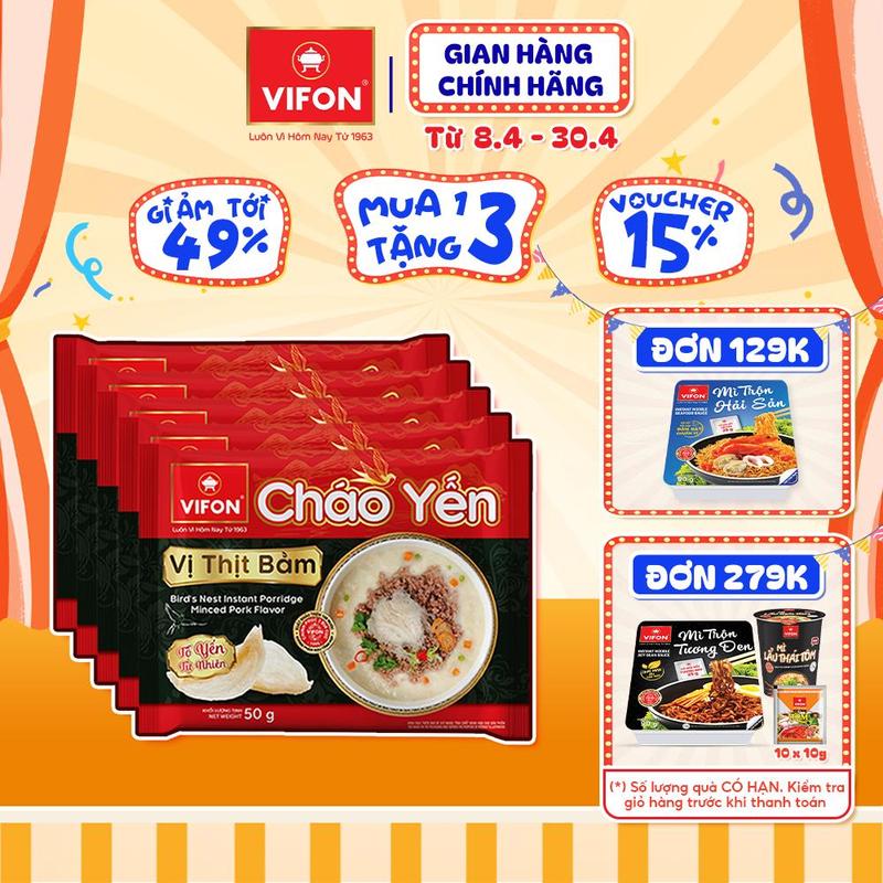 Set 5/ Set 10 gói Cháo Yến VIFON Vị thì bằm/ vì thịt gà 50gr/gói