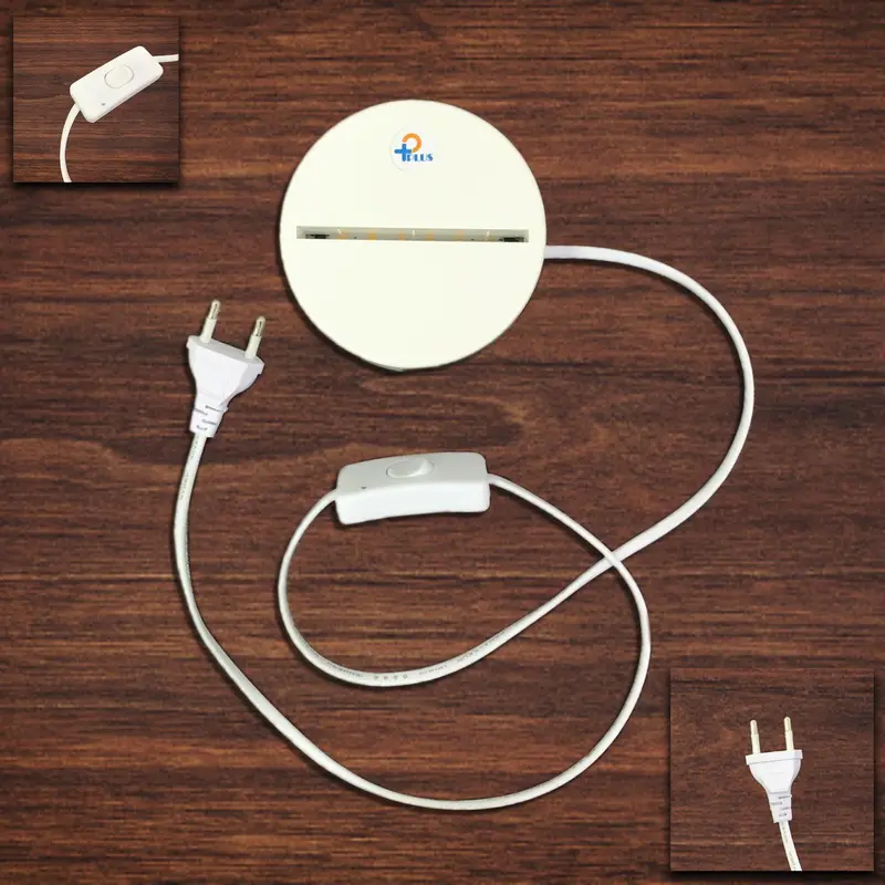 Pplus （ hangat）Lampu Akrilik 3D /Steker + sakelar / warna keren lampu kamar aesthetic / lampu malam LED / lampu tidur aesthetic / hadiah anak-anak lampu malam berubah warna / hadiah ulang tahun / hadiah pernikahan/promo elektronik termurah Putih 8