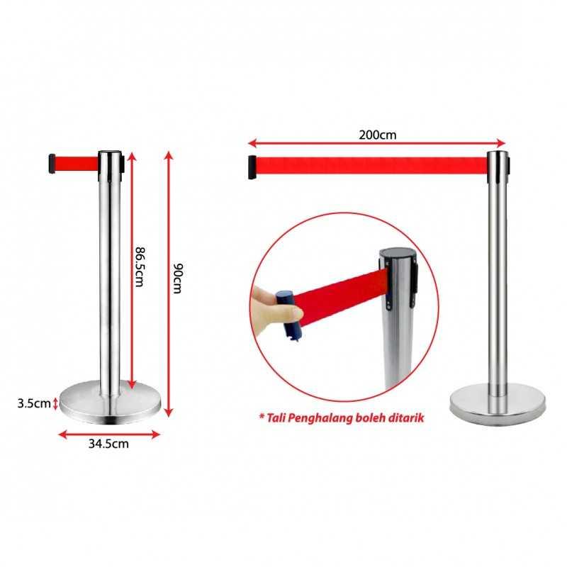 Queue Up Stand 2 Meter Gold (Retractable Belt Stand) - TikTok Shop Malaysia