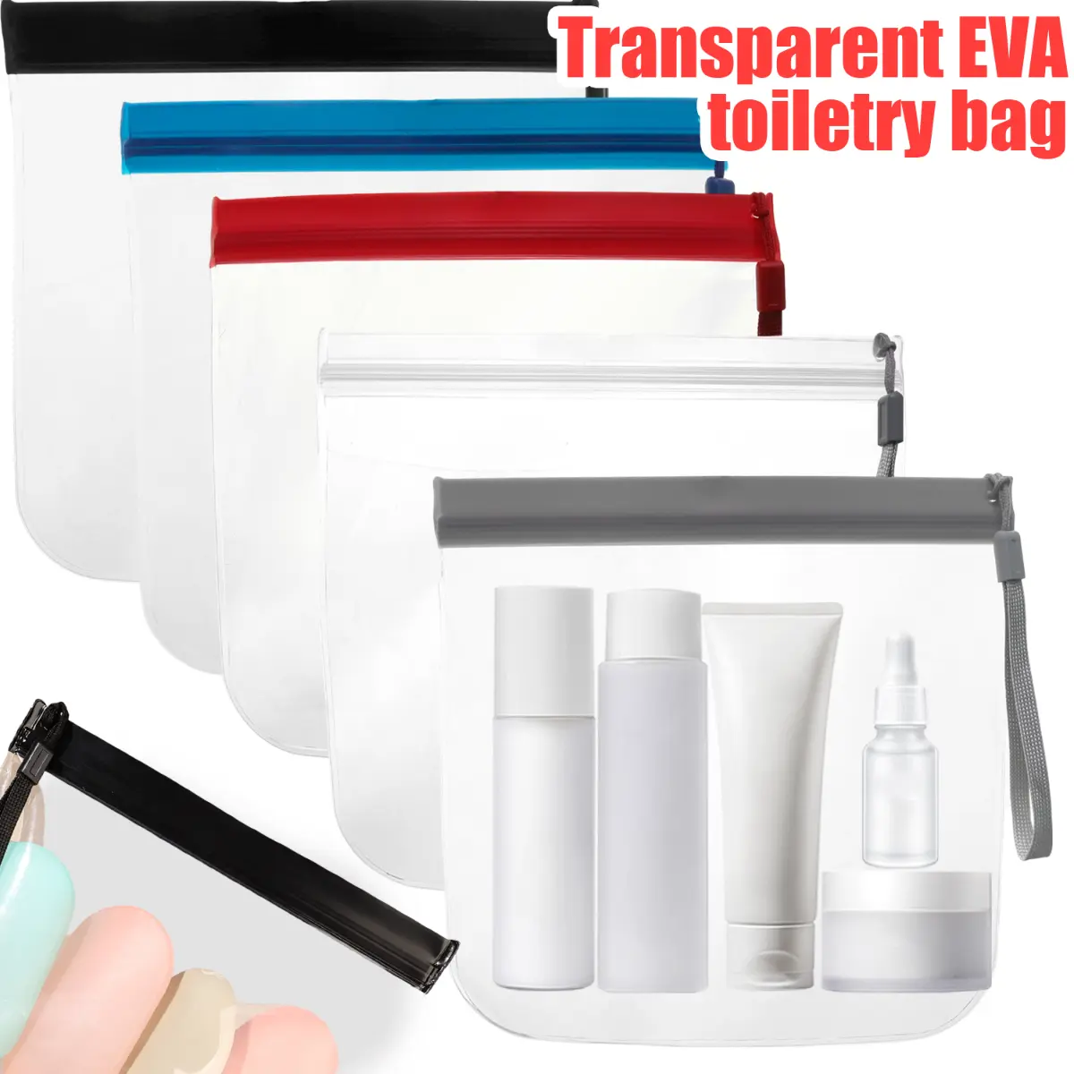 Multi-purpose Minimalist Transparent Leakproof Waterproof for Travel Storage Pouch Reusable Portable EVA Toiletry Bags