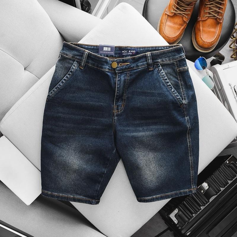 Quần short jean nam co giãn túi chéo ống suông Menswear Ong