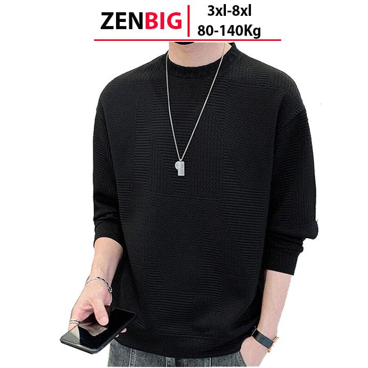  Áo nỉ thu đông nam big size Zenbig cho người mập người béo size lớn từ 80-140kg Menswear Hoodie Top Nhung Jean Đen Xám 