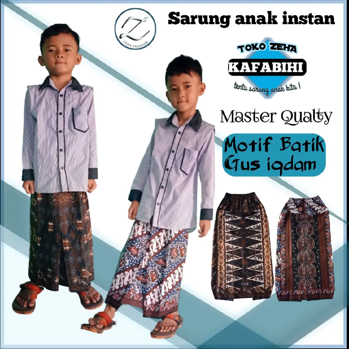 SARUNG ANAK INSTAN MOTIF GUS IQDAM  KARET PINGGANG MELINGKAR BAHAN RAYON SUPER TERASA ADEM DI PAKAI