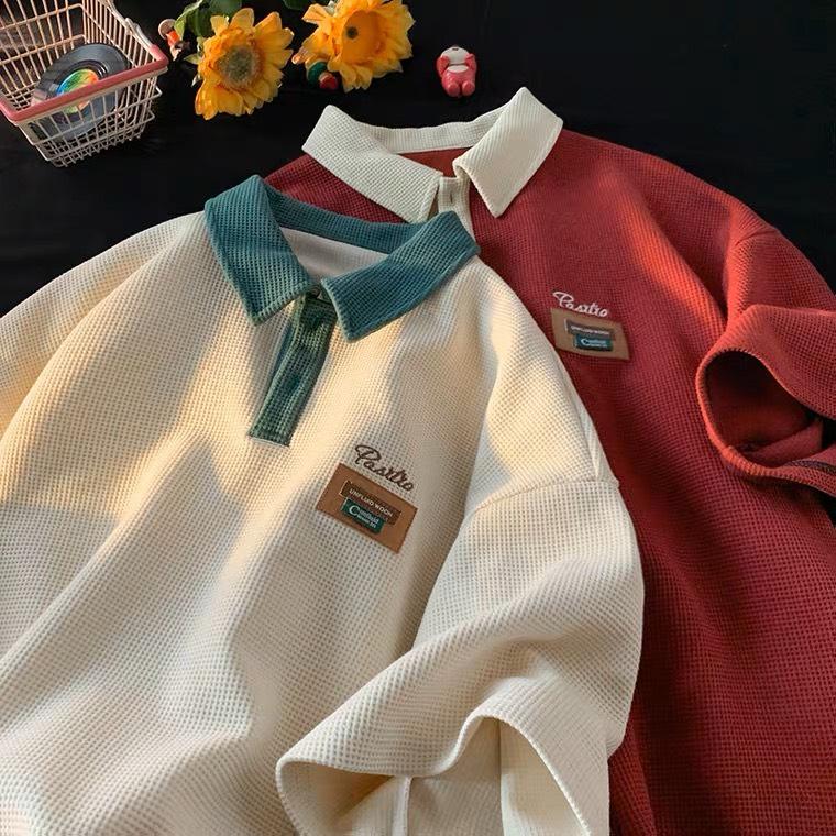 Áo Polo Nam Nữ Thêu PASRTRO NAD Unisex - Áo Cổ Bẻ Tay Lỡ Chất Liệu Tổ Ong Dệt Trẻ Trung, Cá Tính, Phong Cách Ulzzang