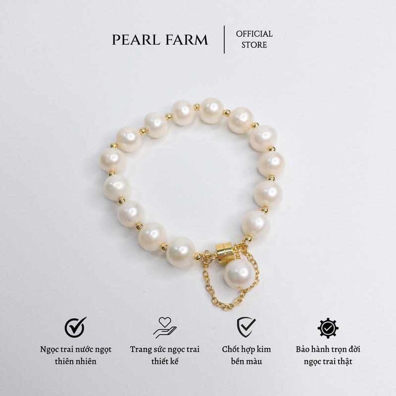 Lắc Tay Ngọc Trai Tròn Lớn Khoá Nam Châm Sang Trọng Pearl Farm 0