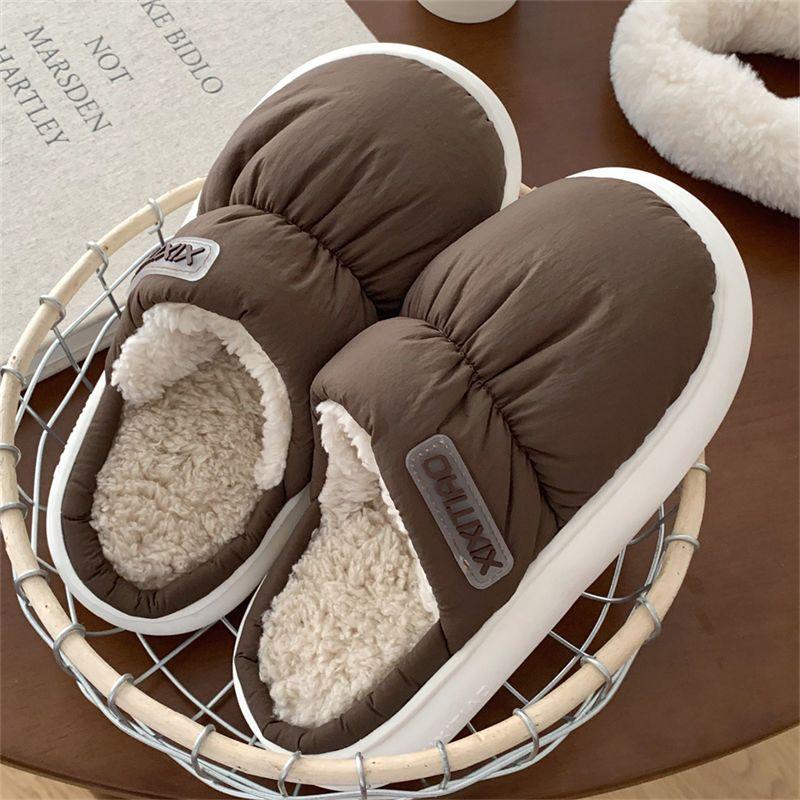 Dép Cotton Kín Ngón Chân Retro Cho Nữ, Giày Mùa Đông Ấm Áp, Phong Cách Hàn Quốc, Cho Cặp Đôi, Hộ Gia Đình, Phòng Ngủ, Không Trượt, Đế Mềm 0