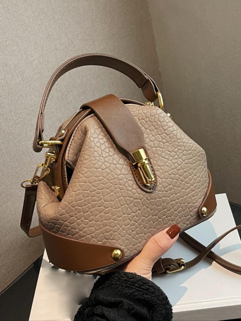 Women's Elegant Colorblock Handbag, Fashionable PU Leather Crossbody ...