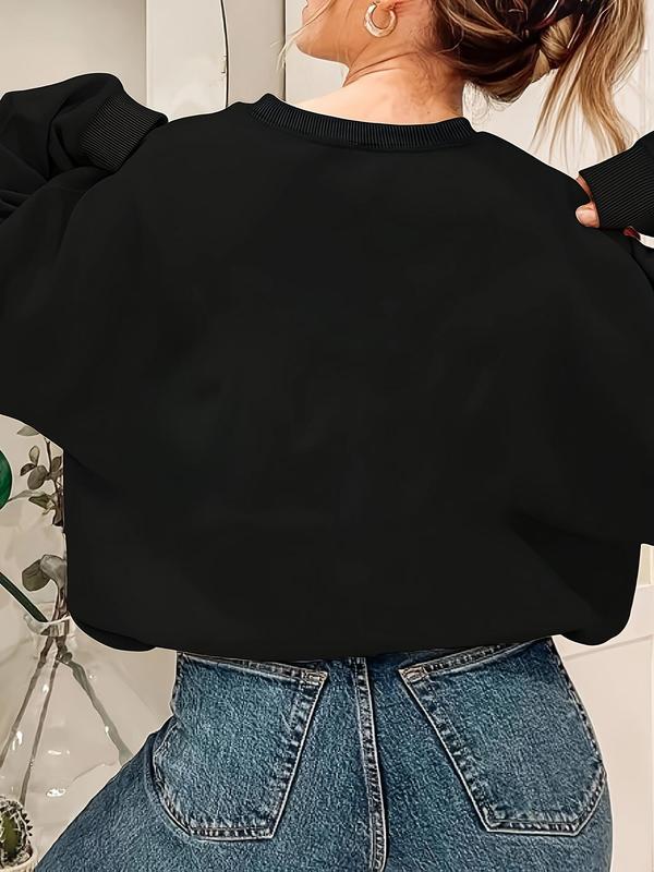 【Plus Size】 Christmas Gnome Print Drop Shoulder Sweatshirt, Casual Long Sleeve Round Neck Pullover for Daily Wear, Women's Clothing for Fall & Winter 1