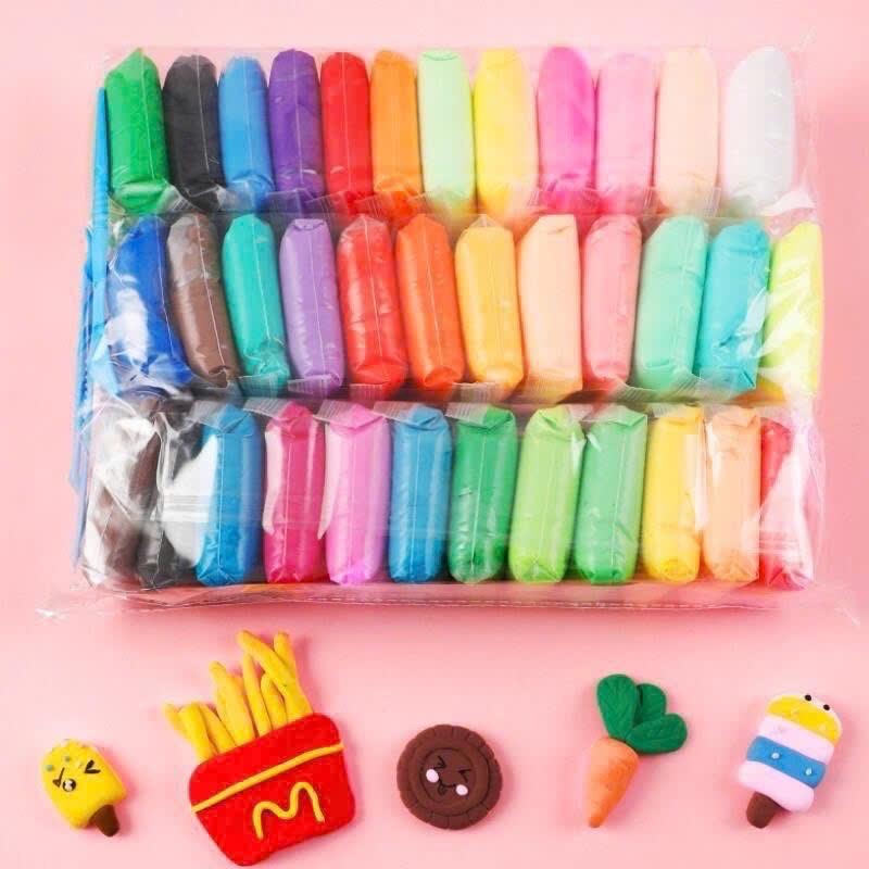 Combo đất sét tự khô Nhật 12 36 màu đất nặn tự khô hình cao cấp siêu nhẹ dành cho bé làm butter slime