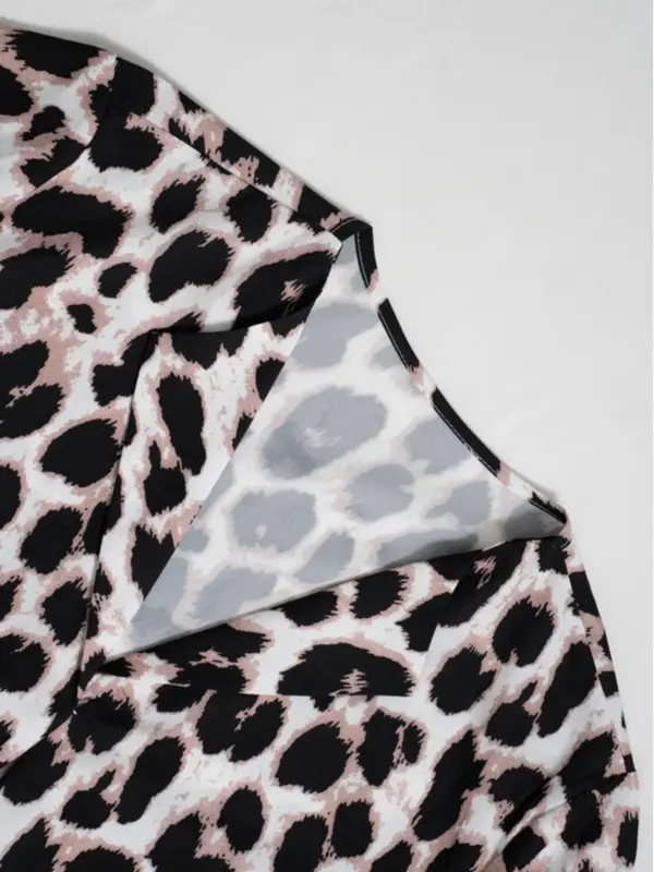 Women's Leopard Print 3/4 Sleeve Blouse, Elegant Top for Work Office Business, Ladies Clothes for Summer 7