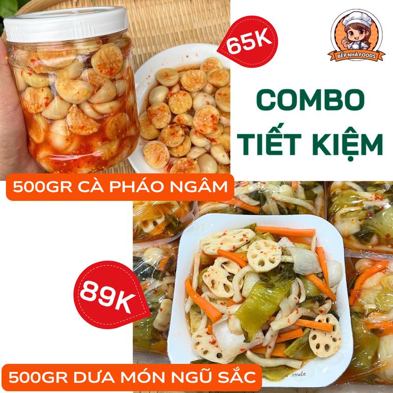   COMBO TIẾT KIỆM  500GR CÀ PHÁO MUỐI SỔI + 500GR DƯA MÓN NGŨ SẮC NGÂM TRỘN SẴN ĂN LIỀN ĐƯỢC ĂN CHAY ĐƯỢC - BẾP NHÀ FOODS 