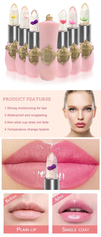 Product Introduction of Color changing lipstick,Different temperatures and different colors,Flower color changing lipstick,Moisturizing lips without peeling 3