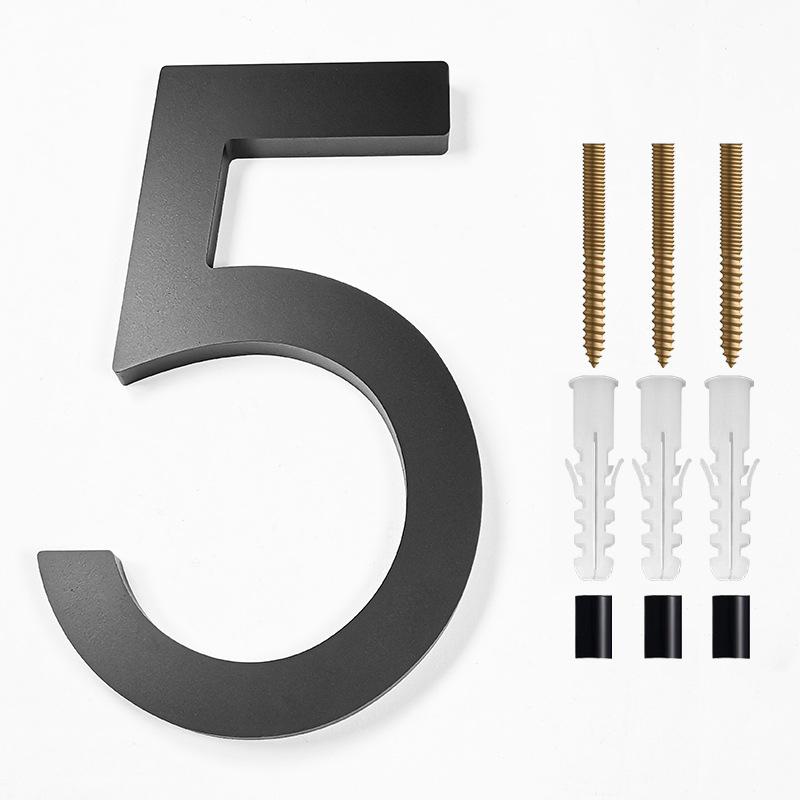 Product Introduction of Address Big Modern Door Alphabet Floating House Number Letters Sign #0-9 Black Numbers 125mm 5 in Home Outdoor 36