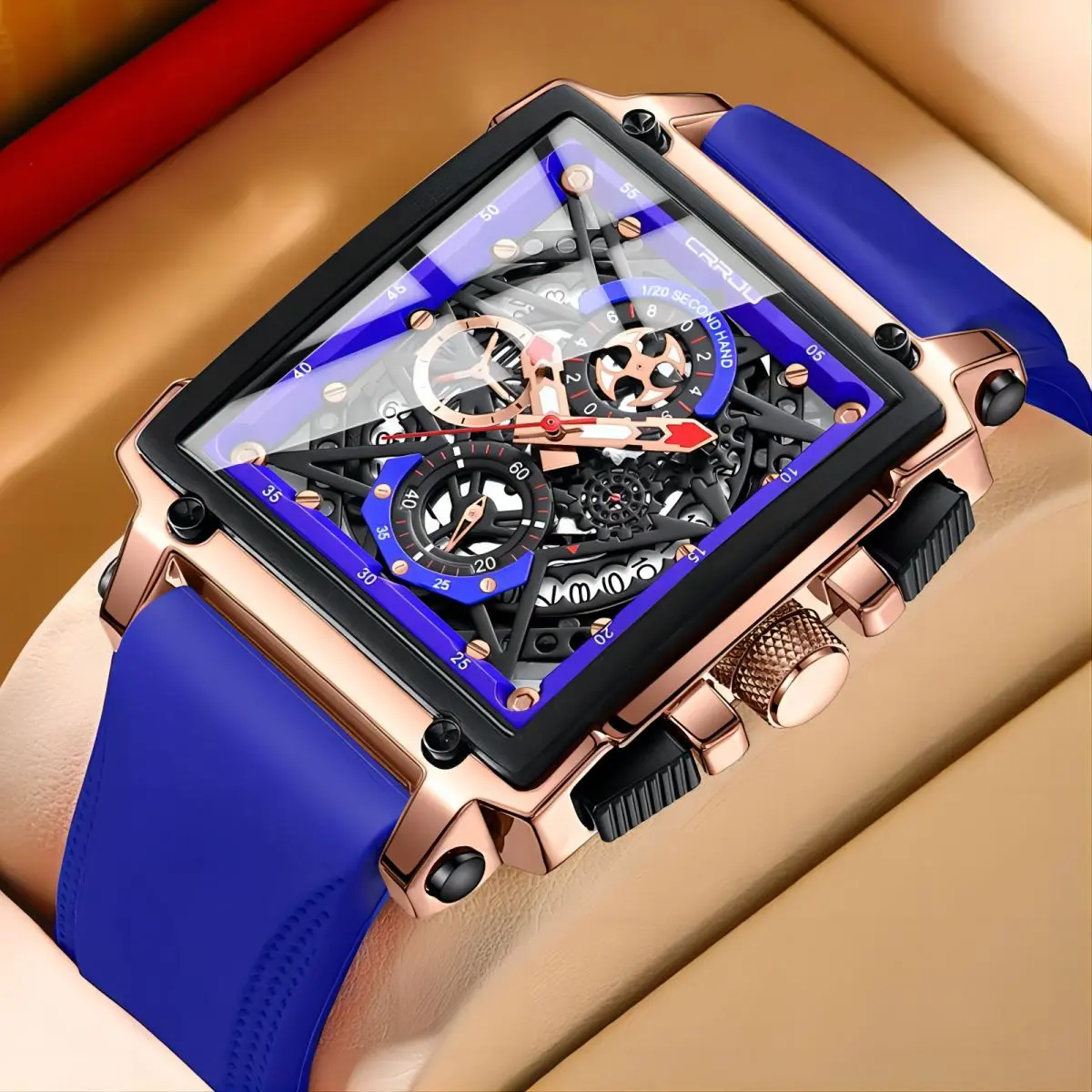 CRRJU Jam Tangan Pria Original Multi Fungsi Terbaru Anti Air Kronograf Bercahaya Jam Tangan Cowok + Kotak 2312 Arloji Watches