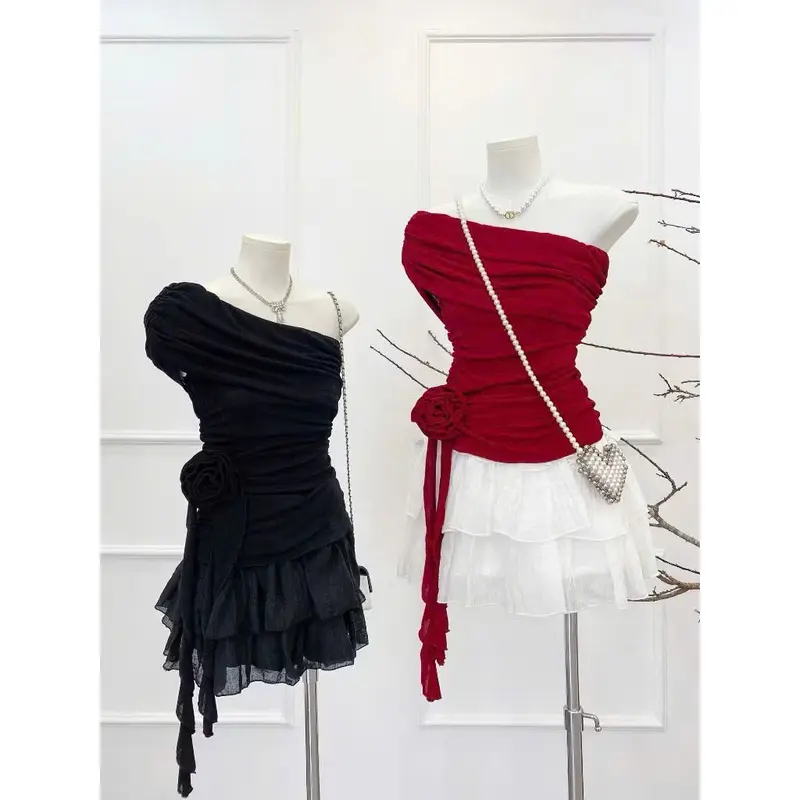 Áo Rúm Phối Hoa Trễ Vai - A309 Nữ Women Top 4